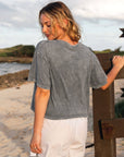 SUNSHINE AND COFFEE Cropped Mineral Washed Graphic Top