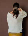 Brown Houndstooth Oversized Scrunchie