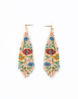 Beaded Handwoven Wildflower Fringe Earrings (Black)