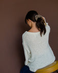 Brown Houndstooth Oversized Scrunchie