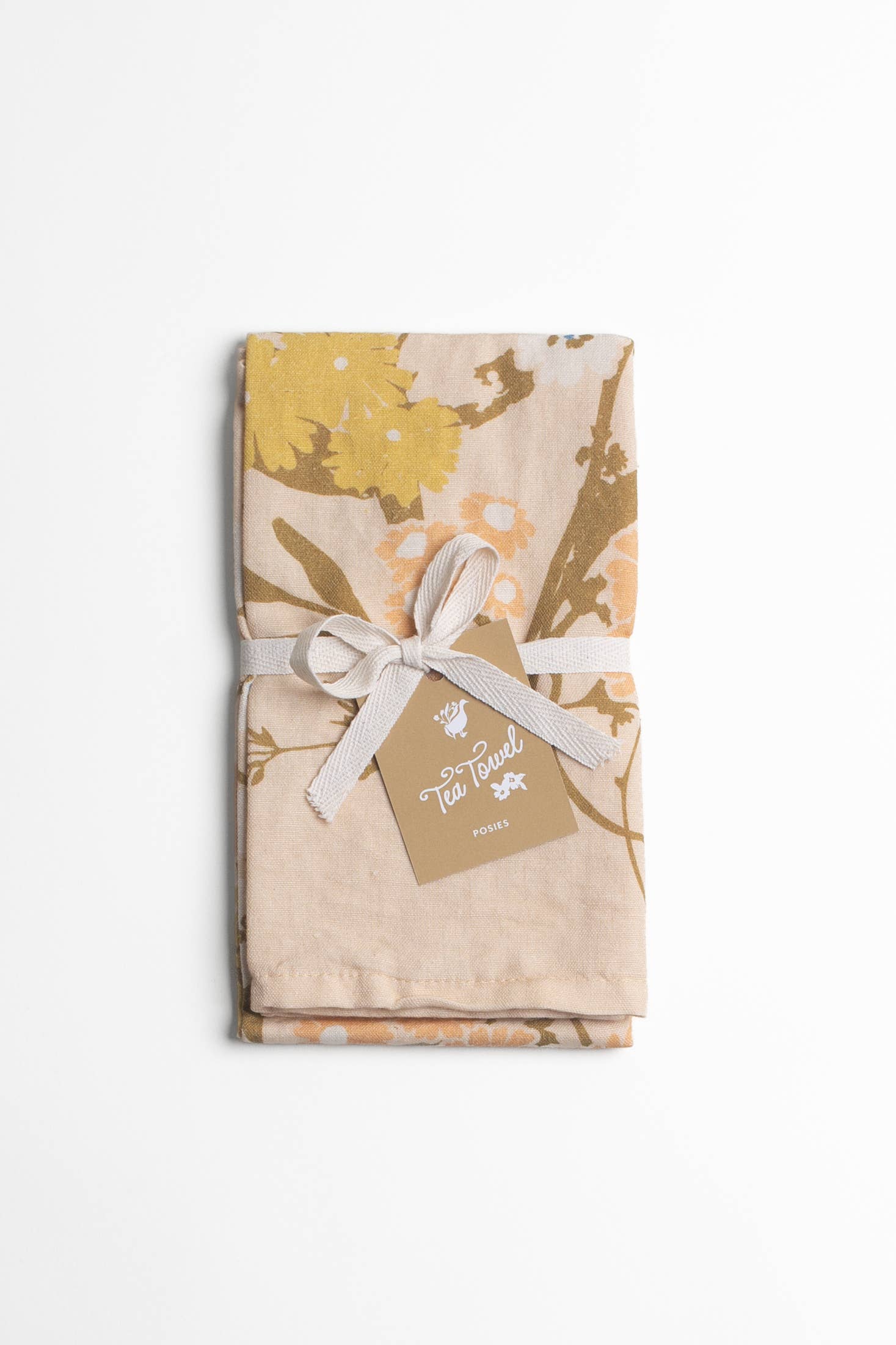 Homebody Cotton Linen Tea Towel | Pink Posies Floral