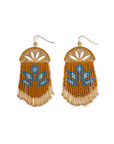 Beaded Handwoven Lotus Fringe Earrings (Mustard)