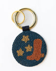 Kelsey Boot Seed Bead Bag Accessory Key Ring Navy