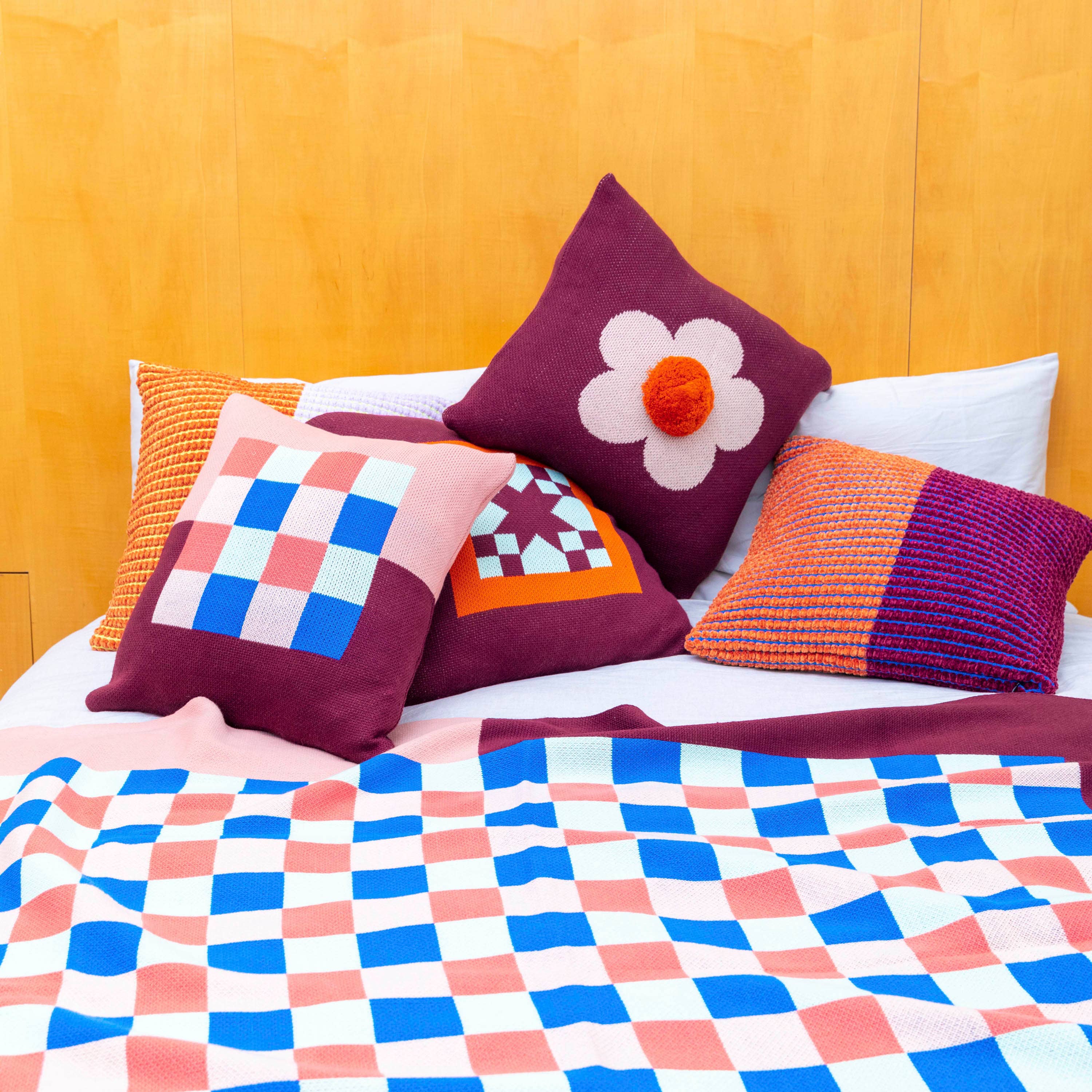 Flower Pom Pillow Cover: Melon