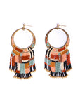 Beaded Handwoven Painted Desert Fringe Earrings (Aqua/Rust)