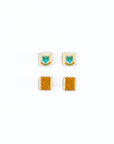 Beaded Handwoven Tulip Stud Pack (Cream/Tan)