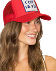 C'est La Vie Trucker Hat in Red