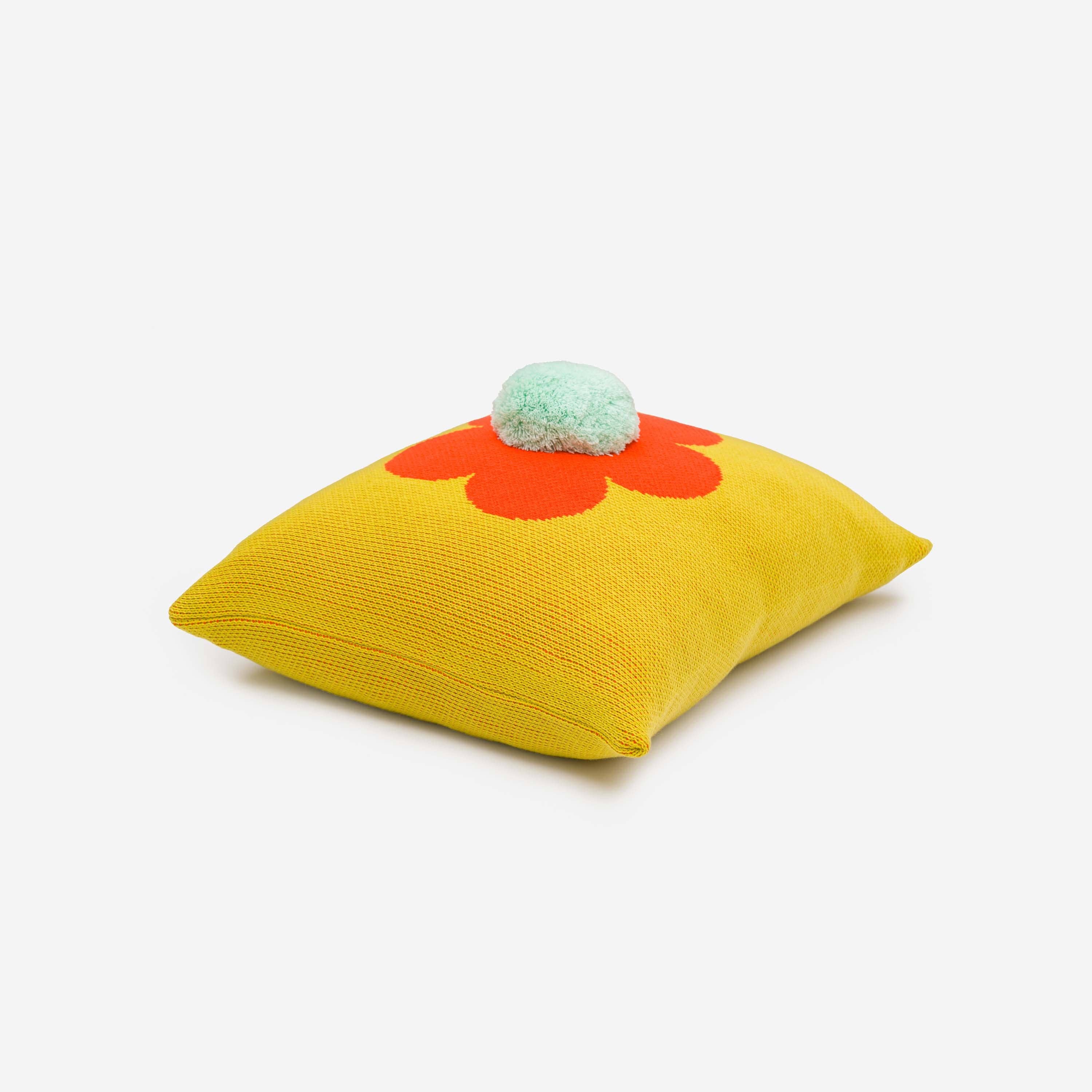 Flower Pom Pillow Cover: Melon