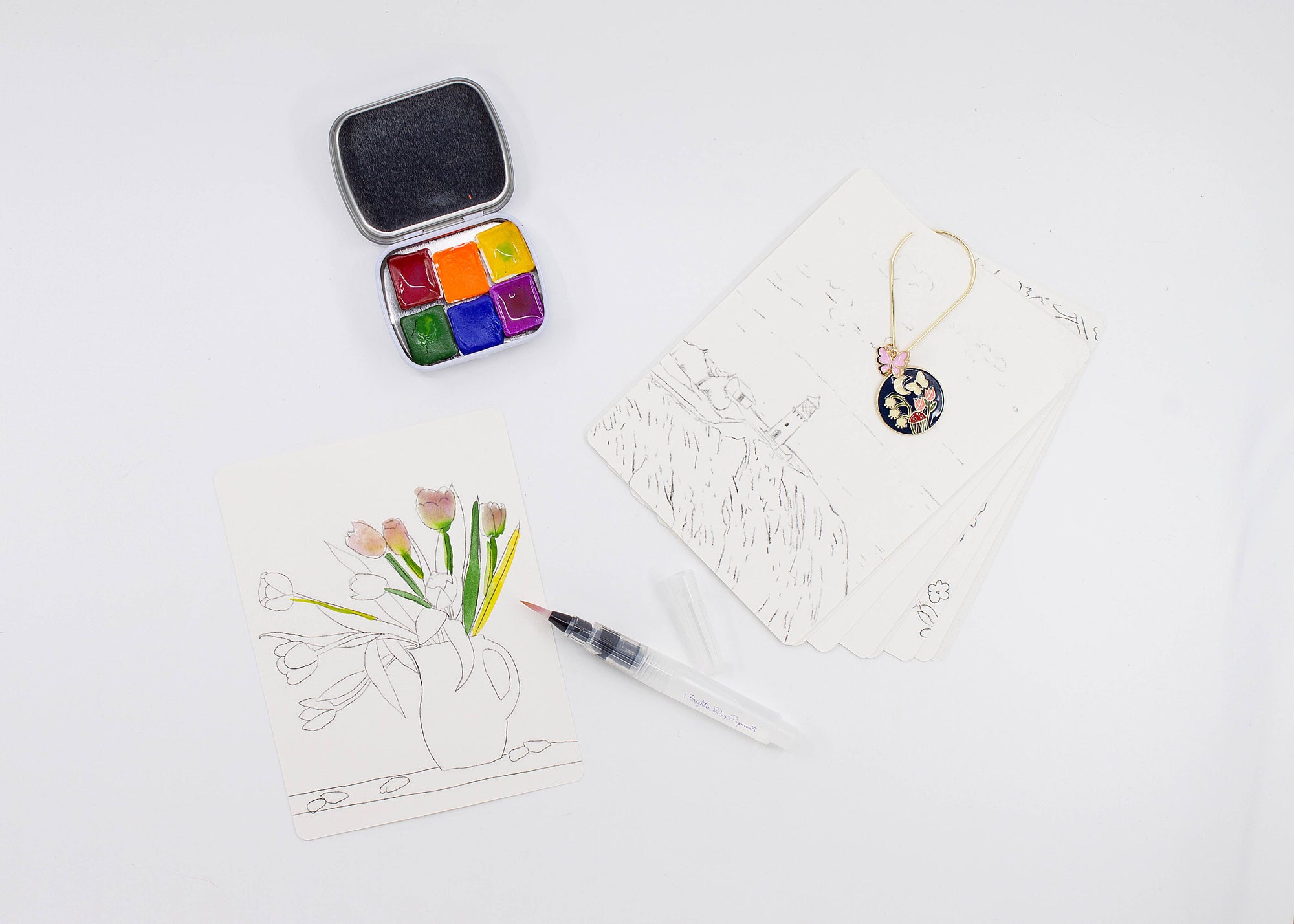 Jewel Tones Handmade Watercolor Postcard Painting Kit – Nancy Andruk Olson
