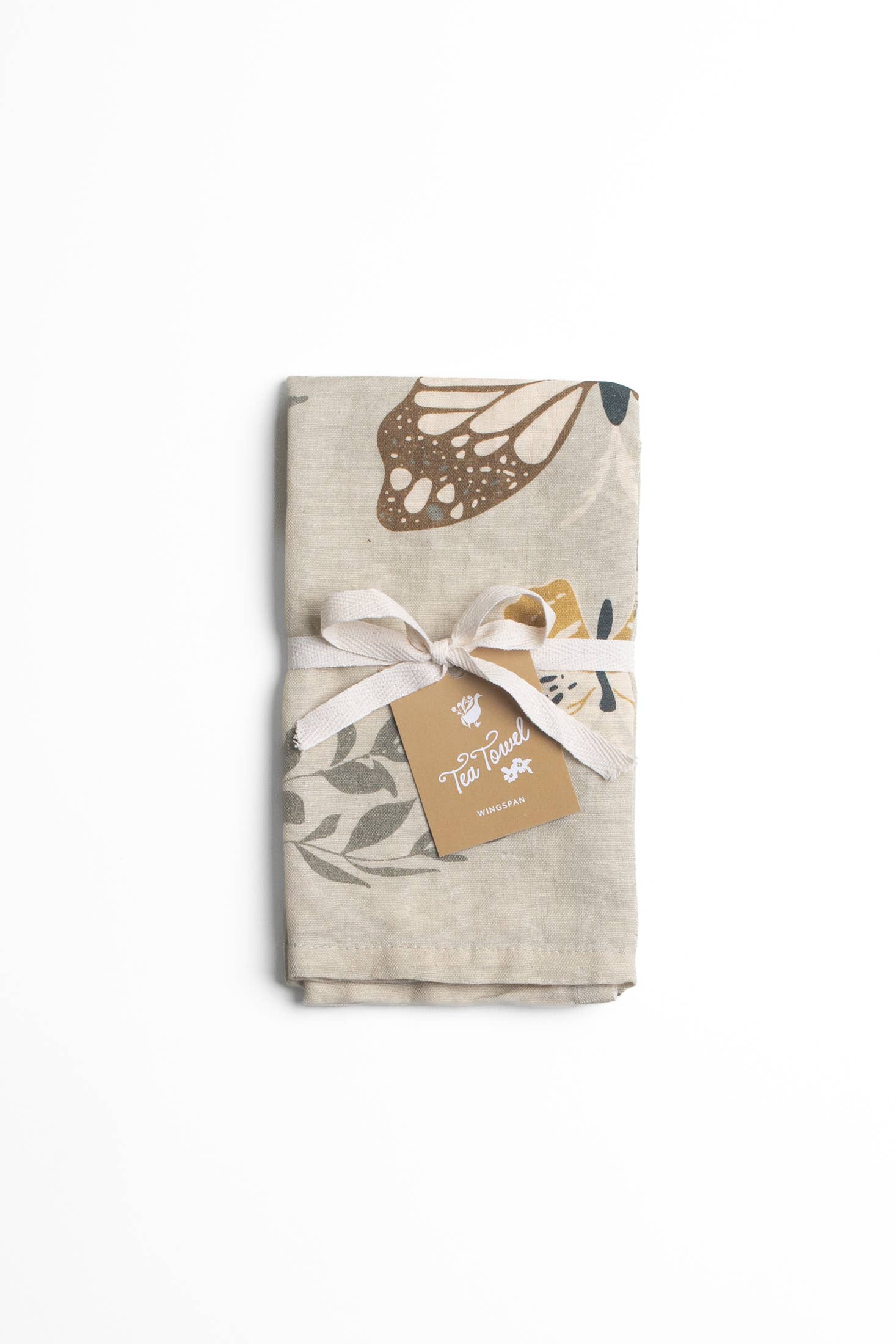 Homebody Cotton Linen Tea Towel | Butterfly Green Floral