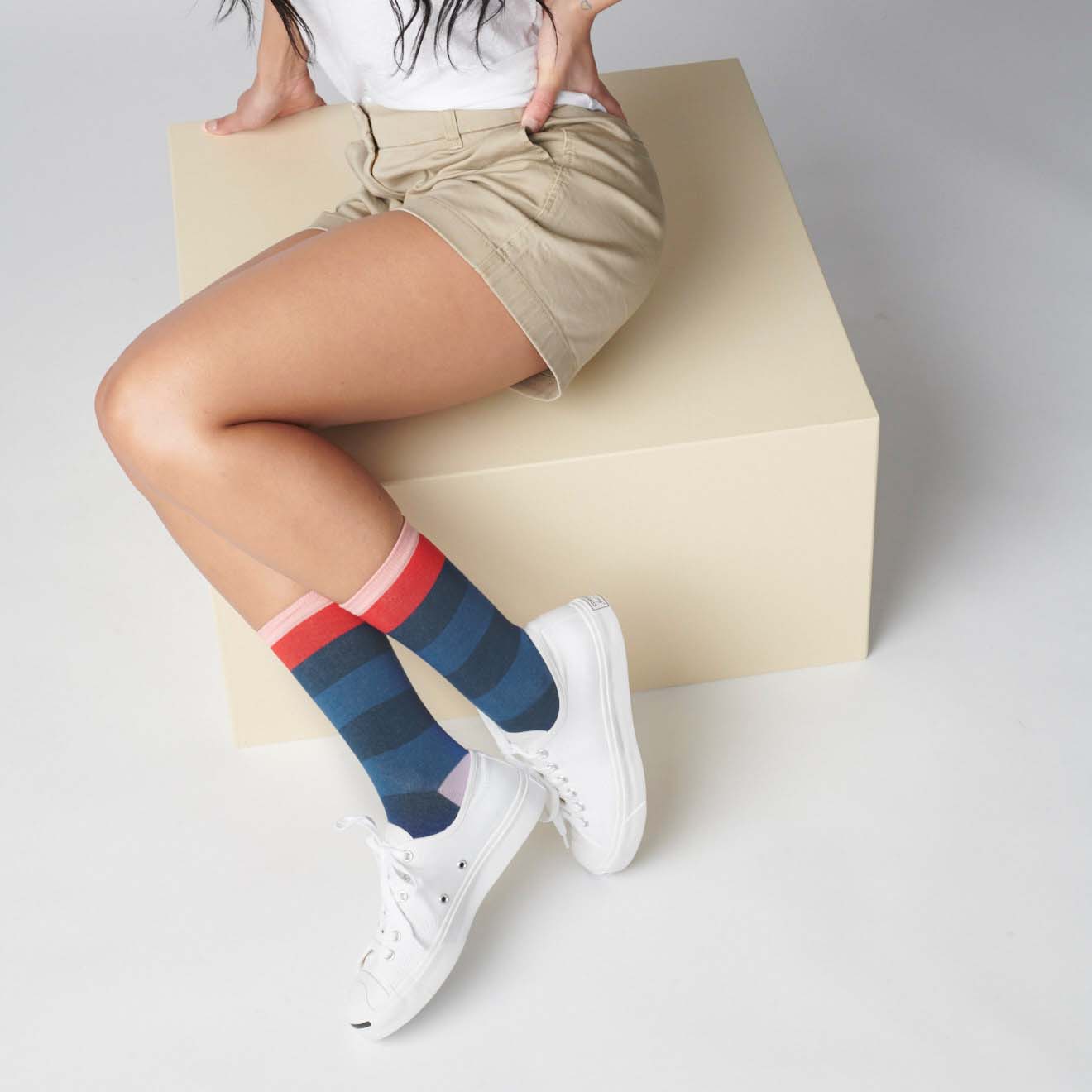 Fillmore Blue Striped Crew Length Unisex Socks