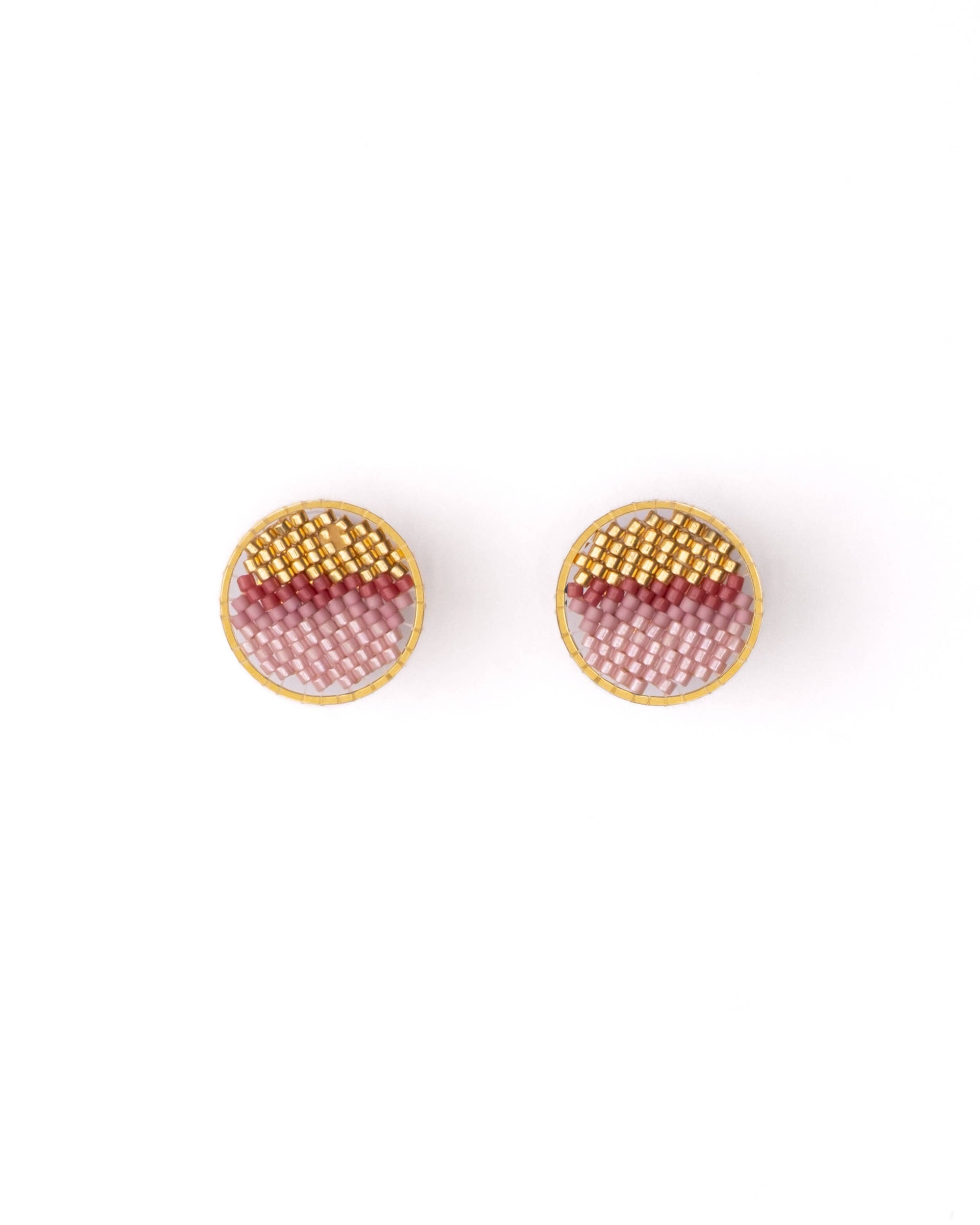 Beaded Handwoven Sweet Tart Stud Earrings (Blue)