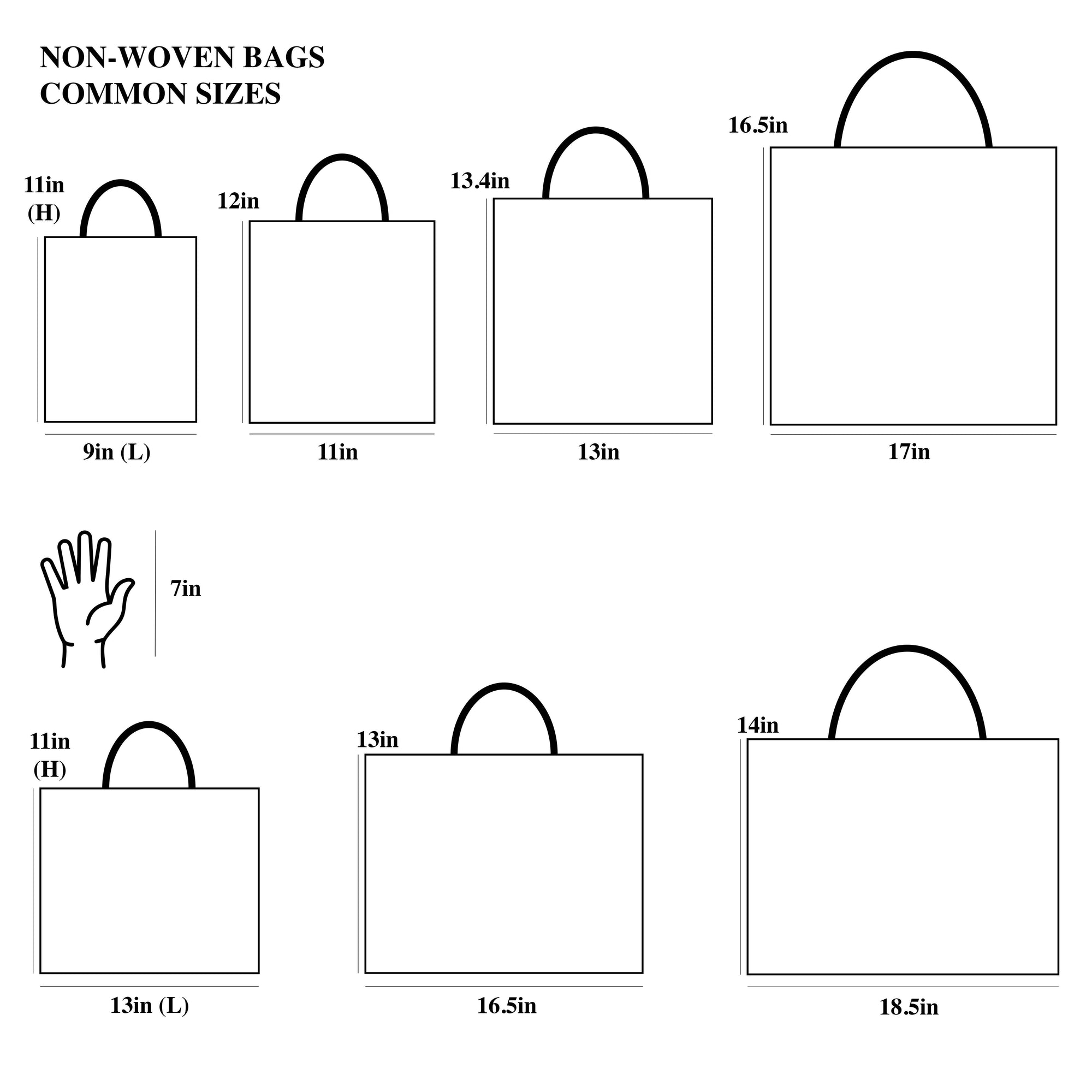 50pcs, 3 Sizes Classic Black Flower Non-woven Gift Bag