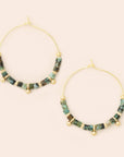Stone Disc Hoop Earring - African Turquoise/Gold