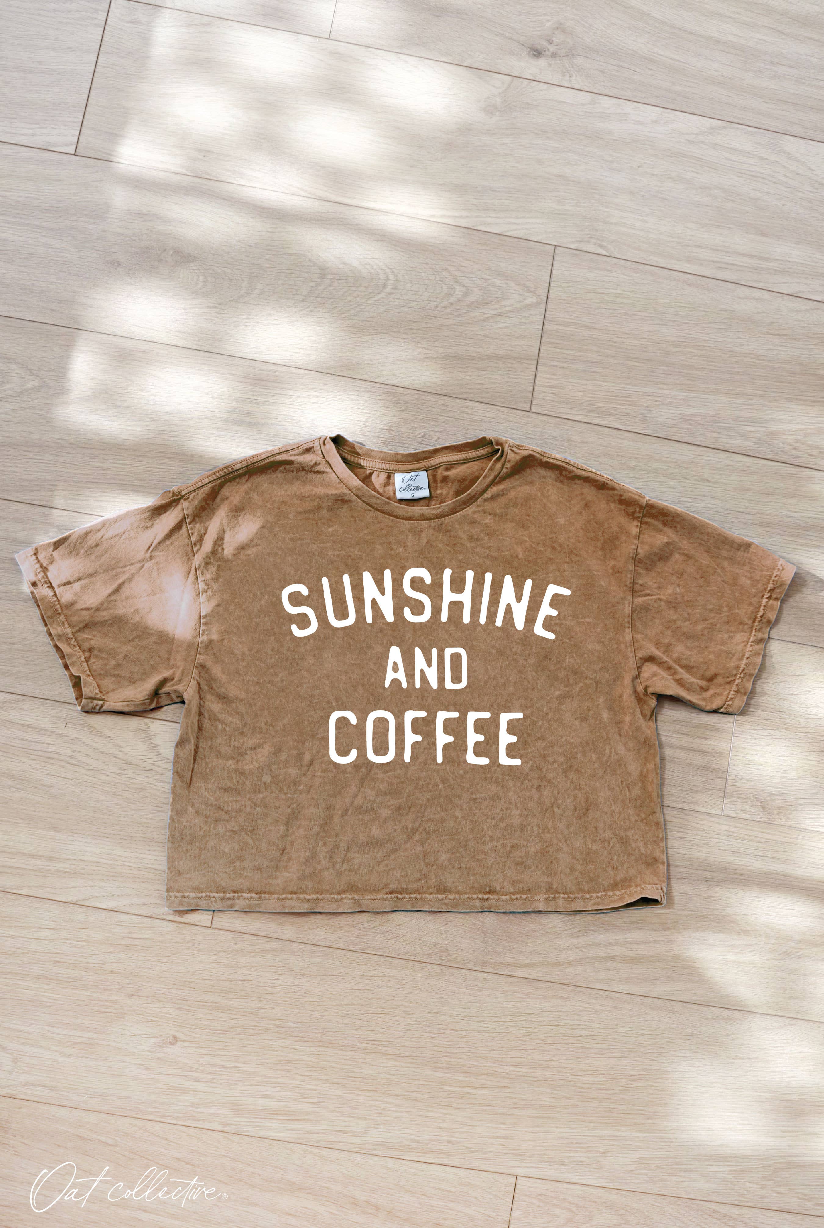 SUNSHINE AND COFFEE Cropped Mineral Washed Graphic Top
