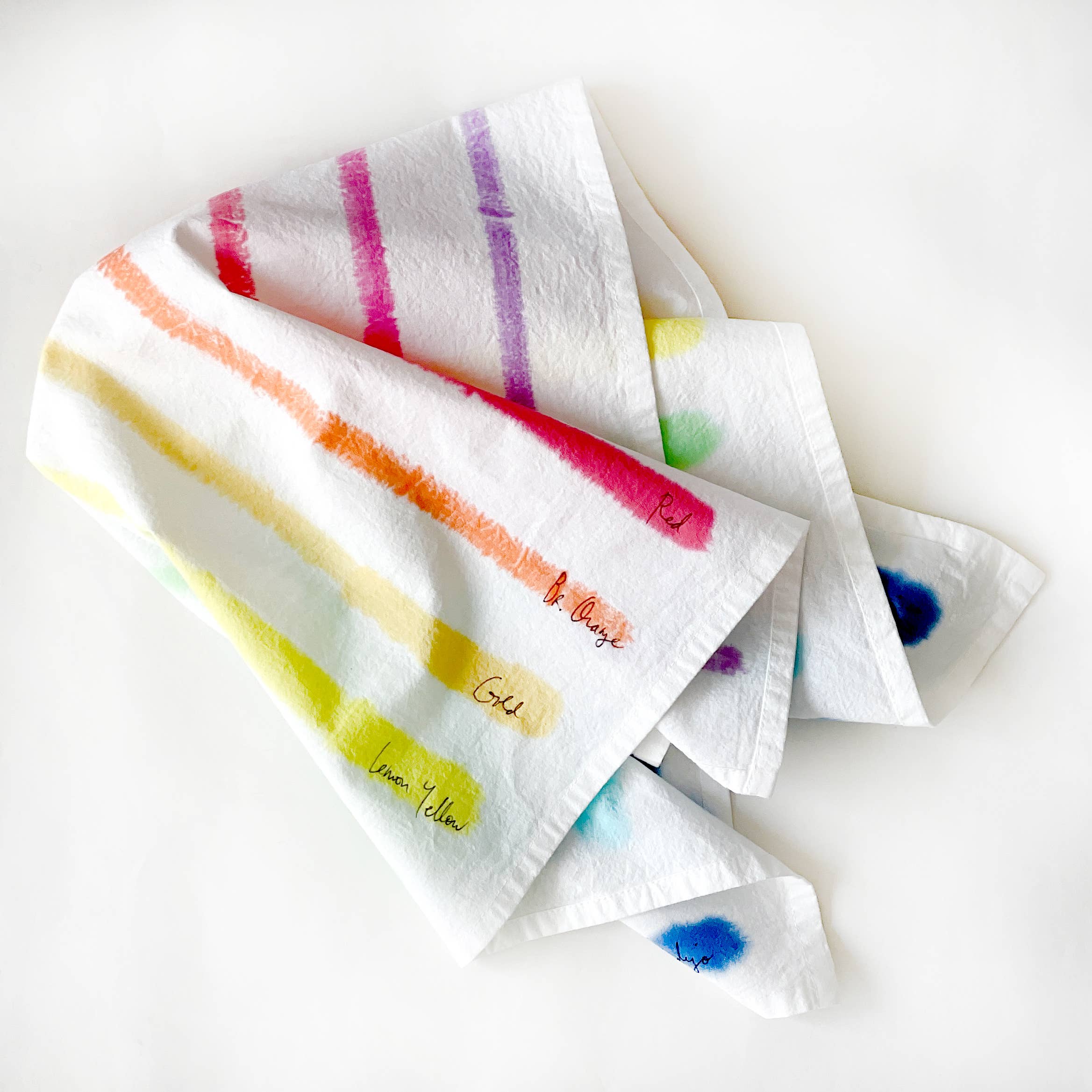 Rainbow Stripe Hand-painted Tea Towel