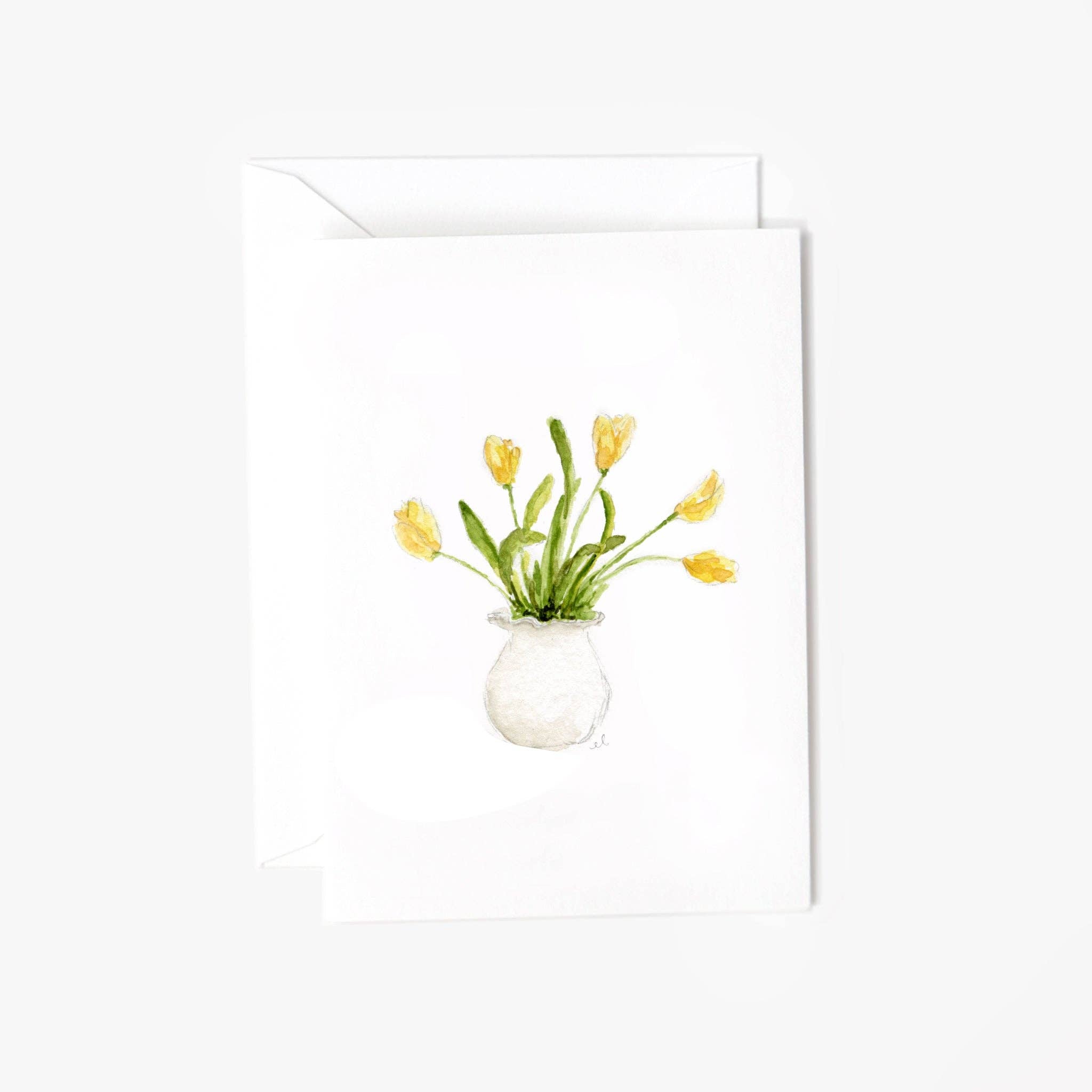 Yellow tulips mini notecard