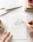 Garden flowers paintable watercolor notecard set