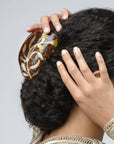 Artemisia Deep Claw - XL Large Hair Clip with Yellow Flowers