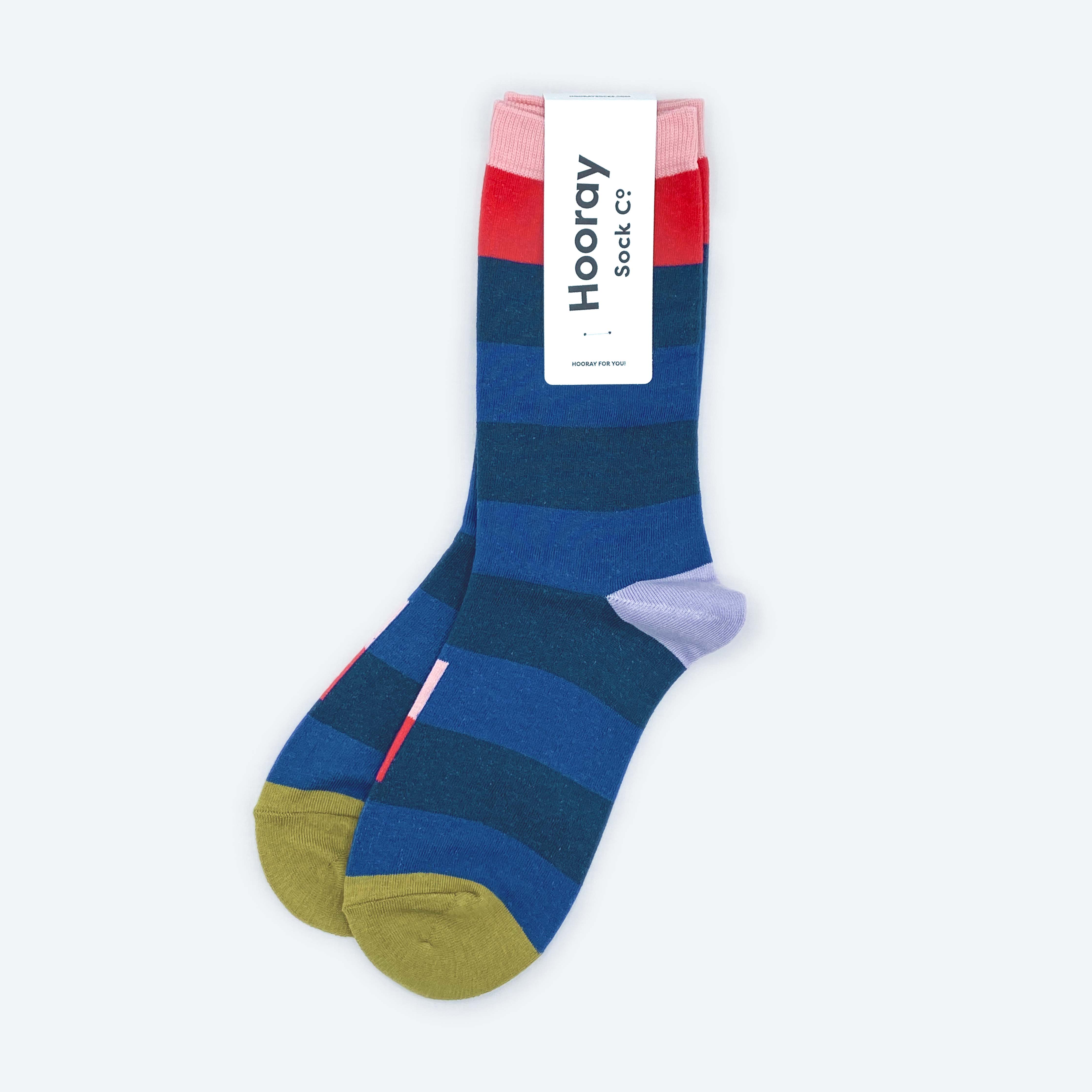 Fillmore Blue Striped Crew Length Unisex Socks
