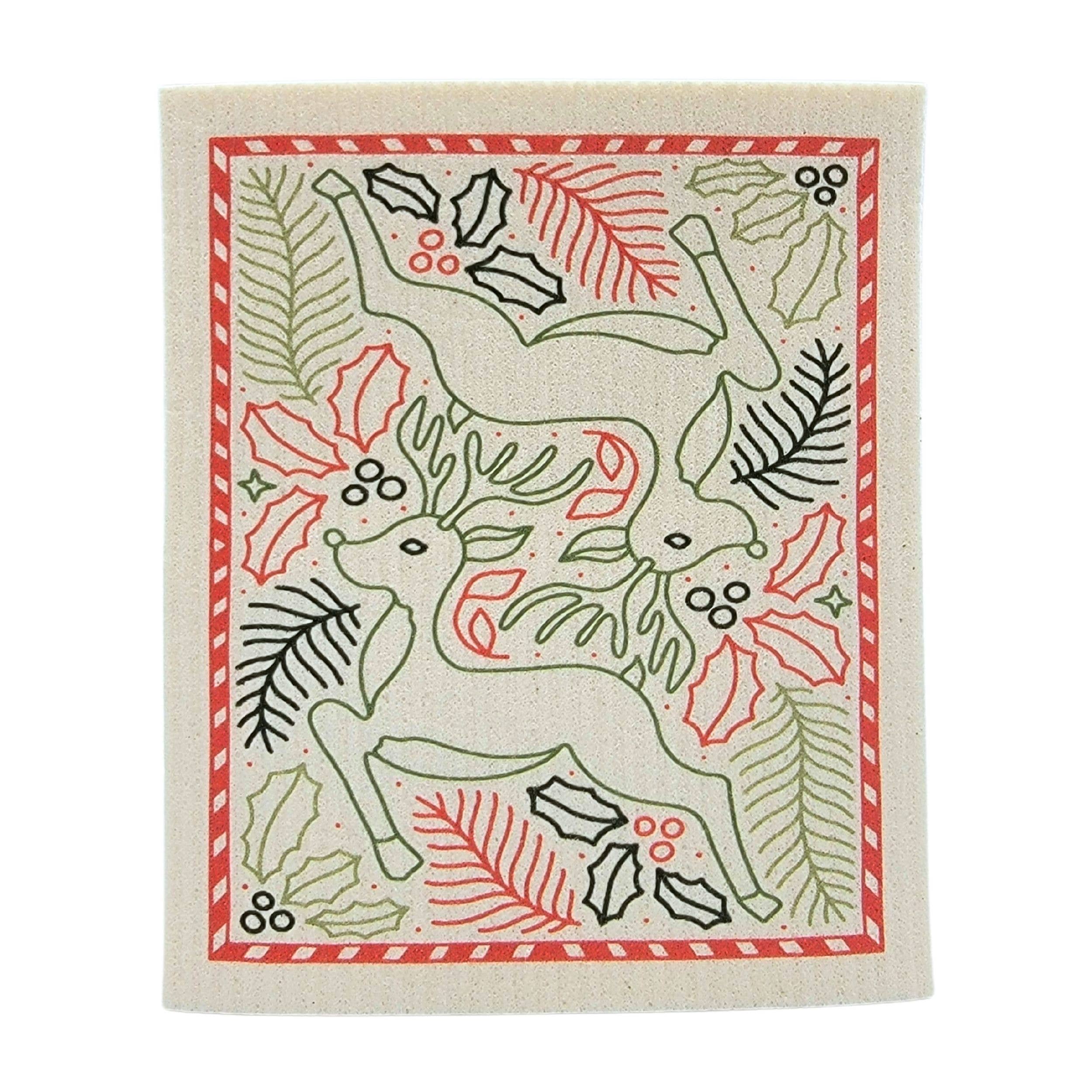 Reindeer Christmas Swedish Dishclothes - Xmas Decor