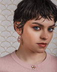 Beaded Handwoven Astoria Drop Earrings (Blue/Pink)
