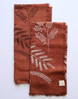 Terracotta Botanical Print Naturally Dyed Bandana (white)