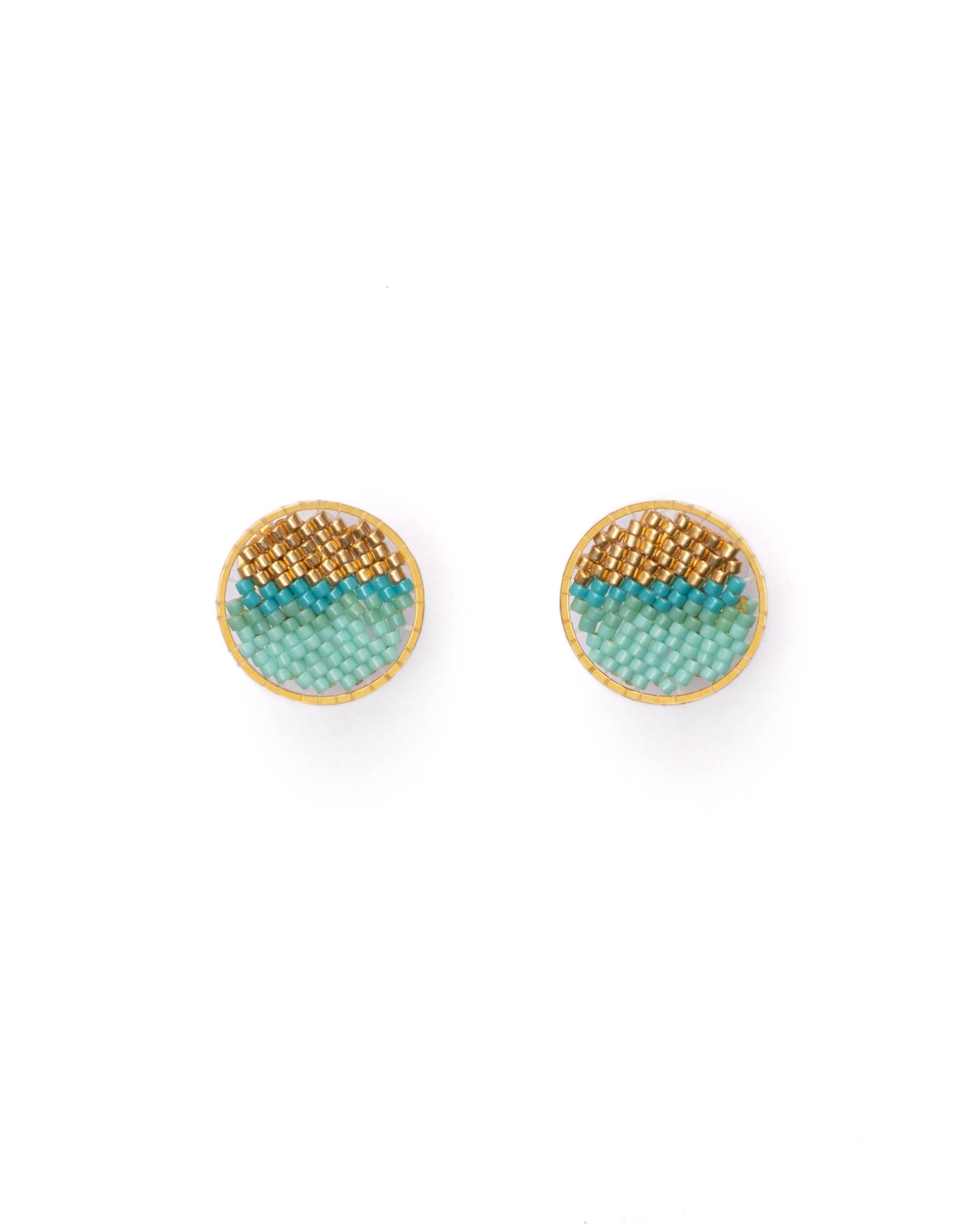 Beaded Handwoven Sweet Tart Stud Earrings (Pink)