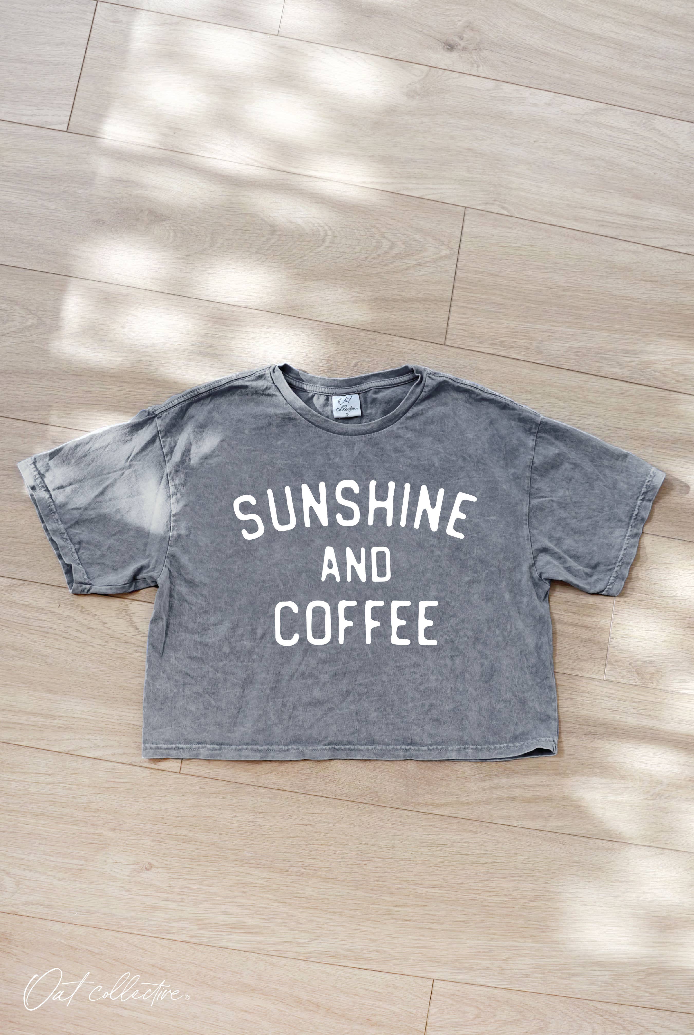 SUNSHINE AND COFFEE Cropped Mineral Washed Graphic Top