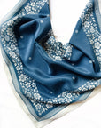 100% Silk Bandana Scarf - Santorini Floral China Blue