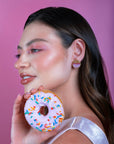 Beaded Handwoven Sweet Tart Stud Earrings (Blue)