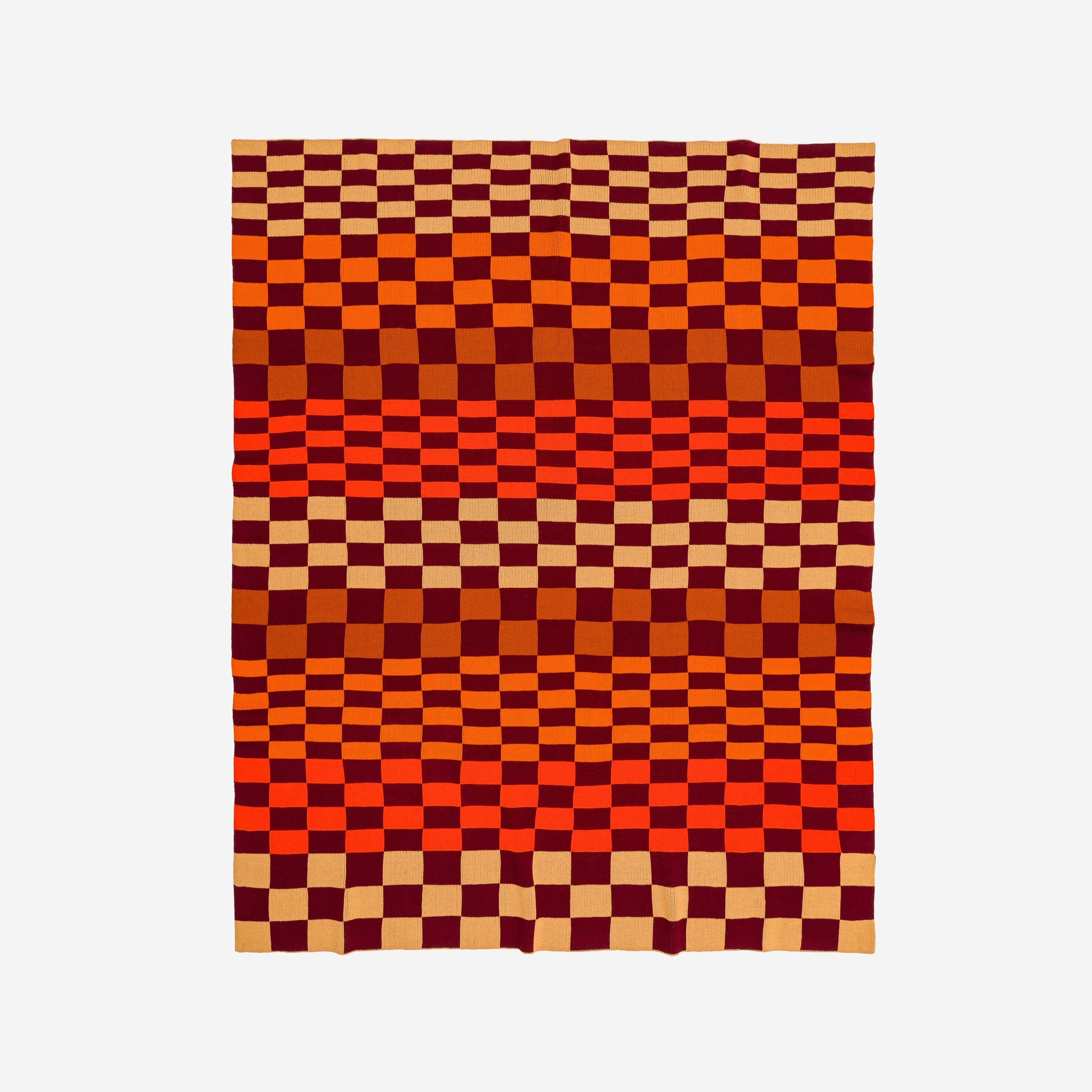 Mosaic Checkerboard Throw: Wine Red