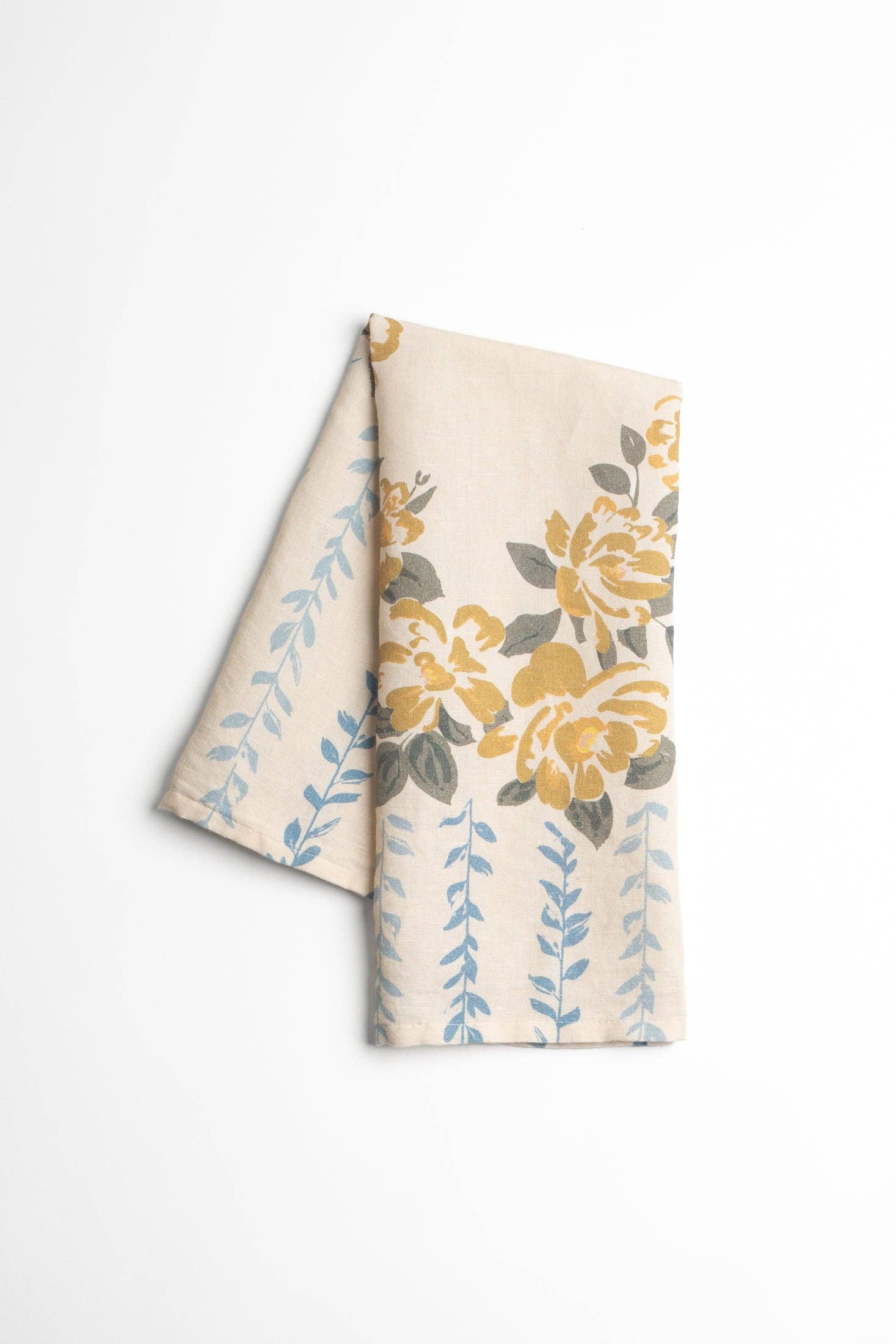 Homebody Cotton Linen Tea Towel | Wild Rose Wreath Floral