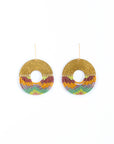 Beaded Handwoven Organic Circular Fringe Earrings (Blue)