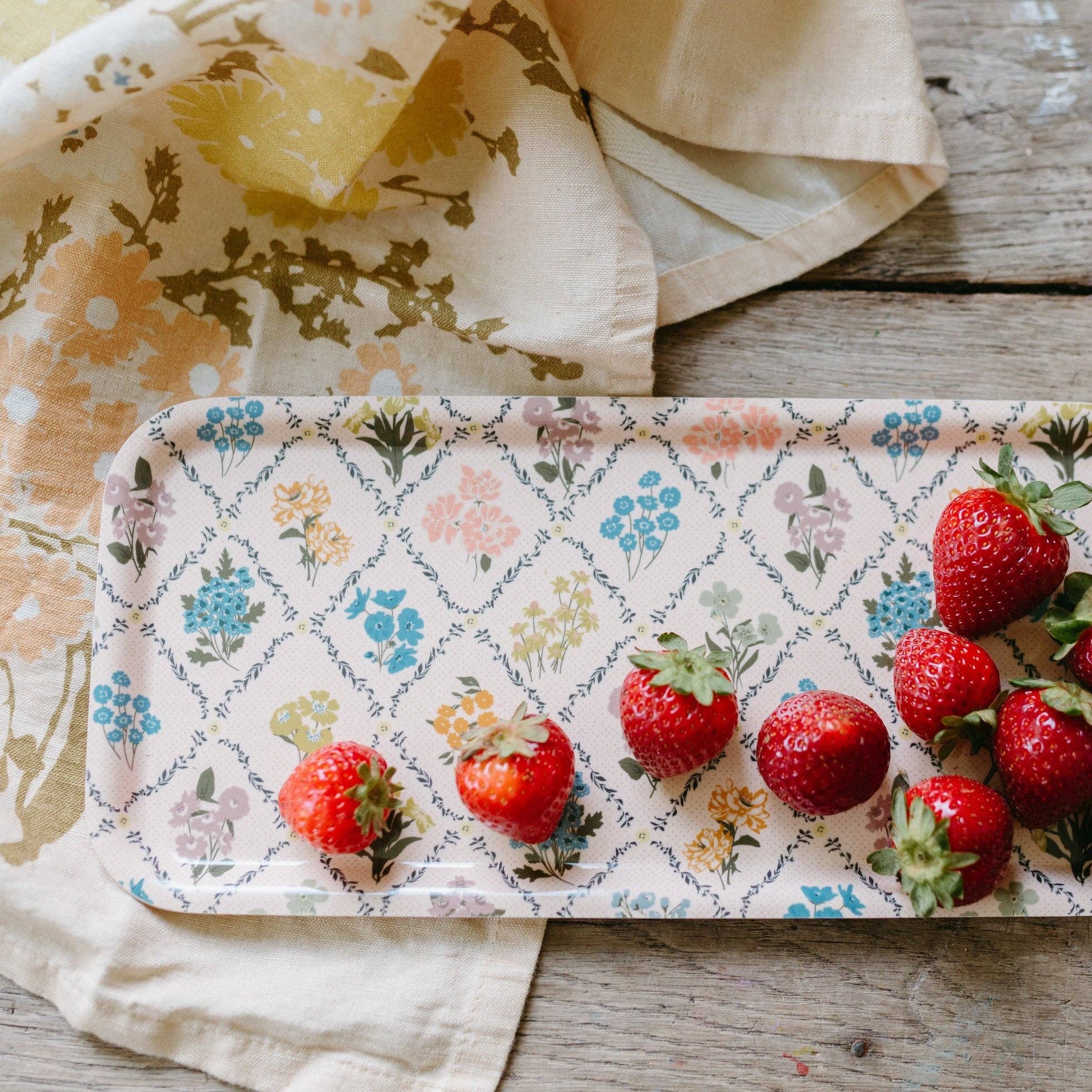 Homebody Cotton Linen Tea Towel | Pink Posies Floral
