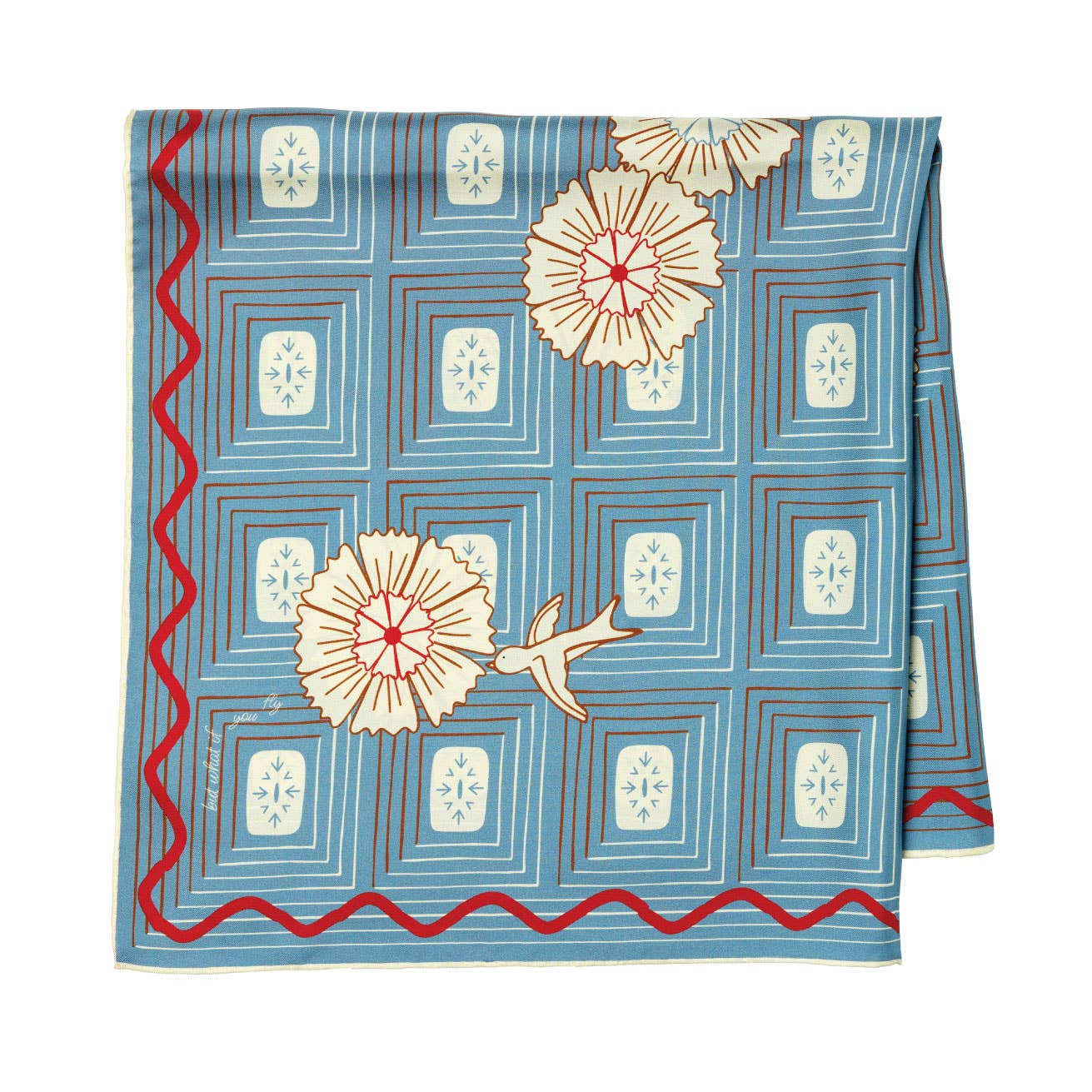 Silk Scarf - ‘But What if You Fly’ – Square Neck/Hair Scarf