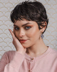 Beaded Handwoven Astoria Drop Earrings (Blue/Pink)
