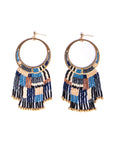 Beaded Handwoven Painted Desert Fringe Earrings (Aqua/Rust)