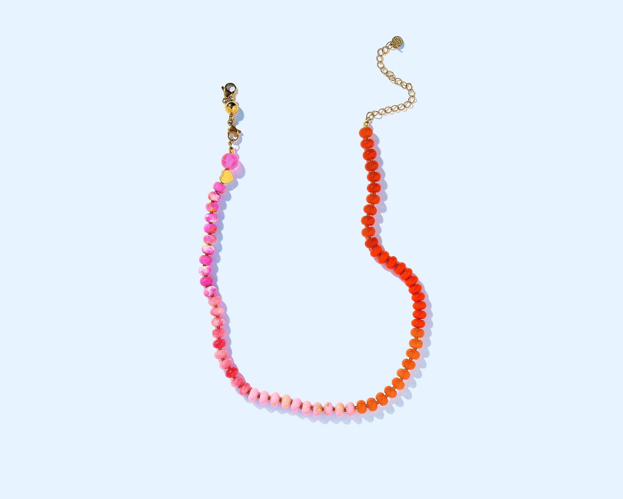 Beaded Necklace - Pink + Orange - Meredith