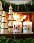 HOLLY JOLLY  Holiday Confetti Hand Painted Icon 12oz Candle