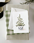 Blue potted tree mini enclosure notecard