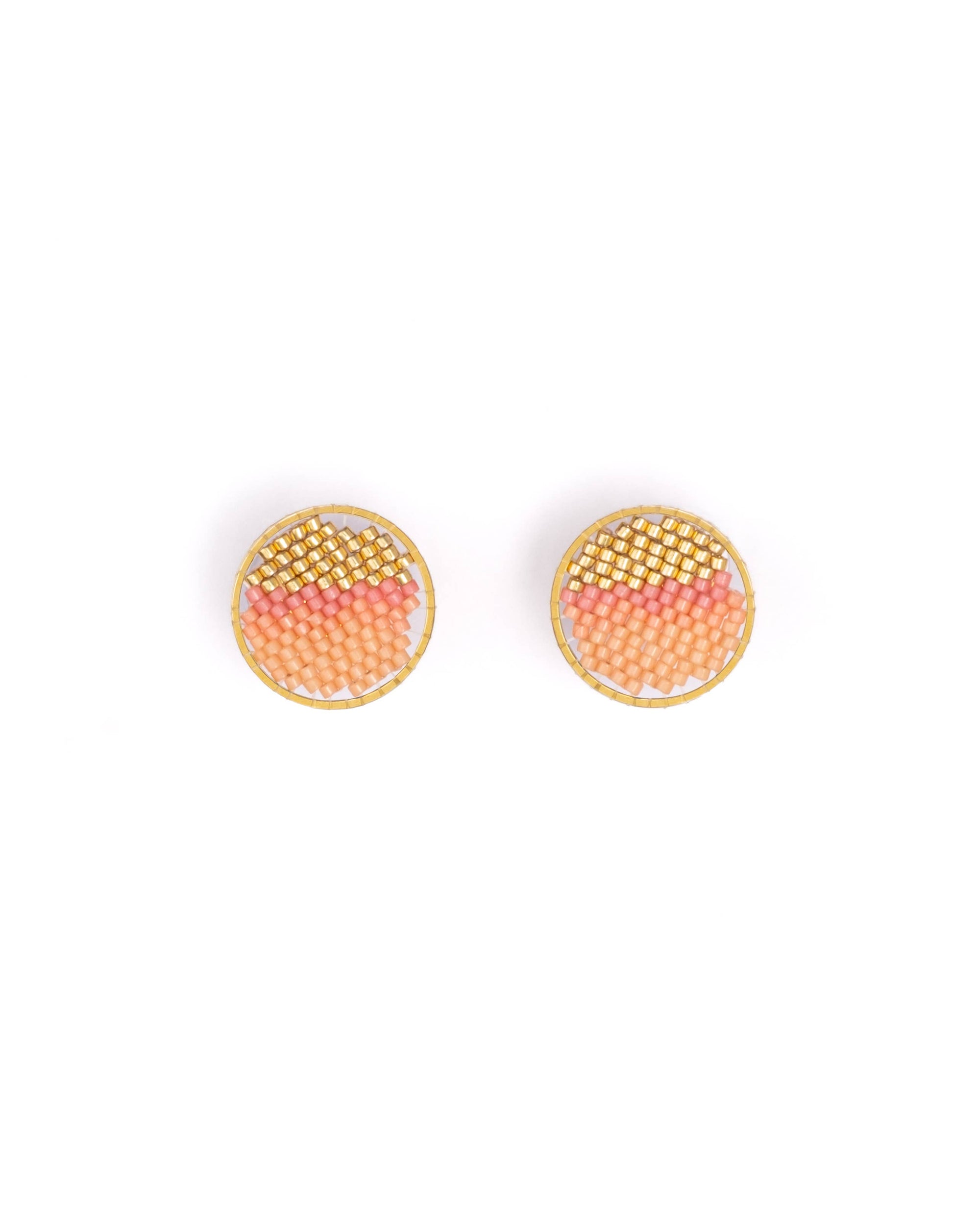 Beaded Handwoven Sweet Tart Stud Earrings (Blue)
