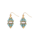 Beaded Handwoven Astoria Drop Earrings (Blue/Pink)