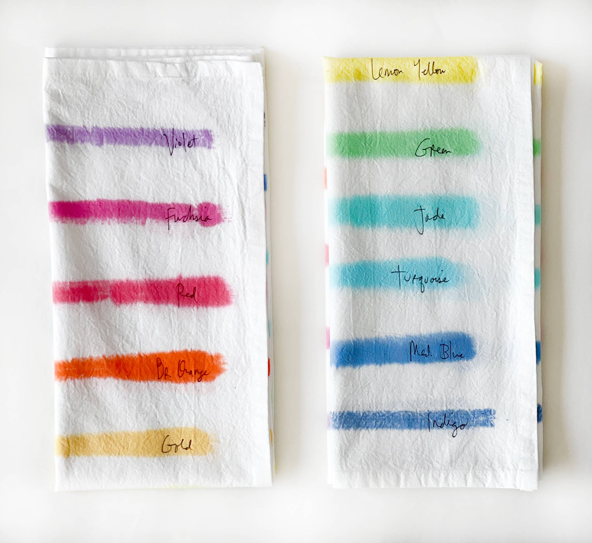 Rainbow Stripe Hand-painted Tea Towel