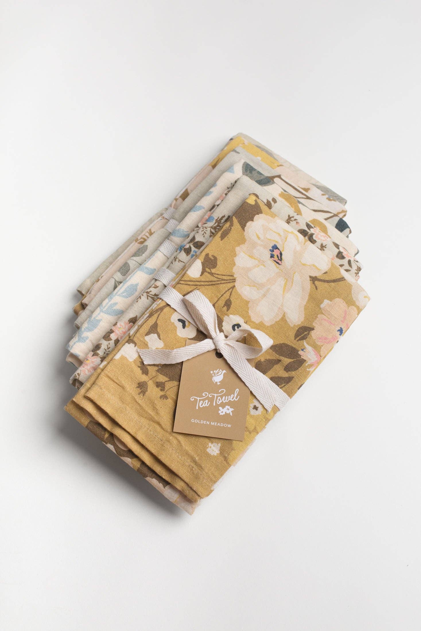 Homebody Cotton Linen Tea Towel | Butterfly Green Floral