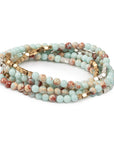 Stone Wrap Bracelet/Necklace - Agalmatolite/Silver/Gold
