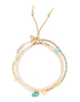 Mixed Media Wrap Bracelet/Necklace - Tranquility/Turquoise/G
