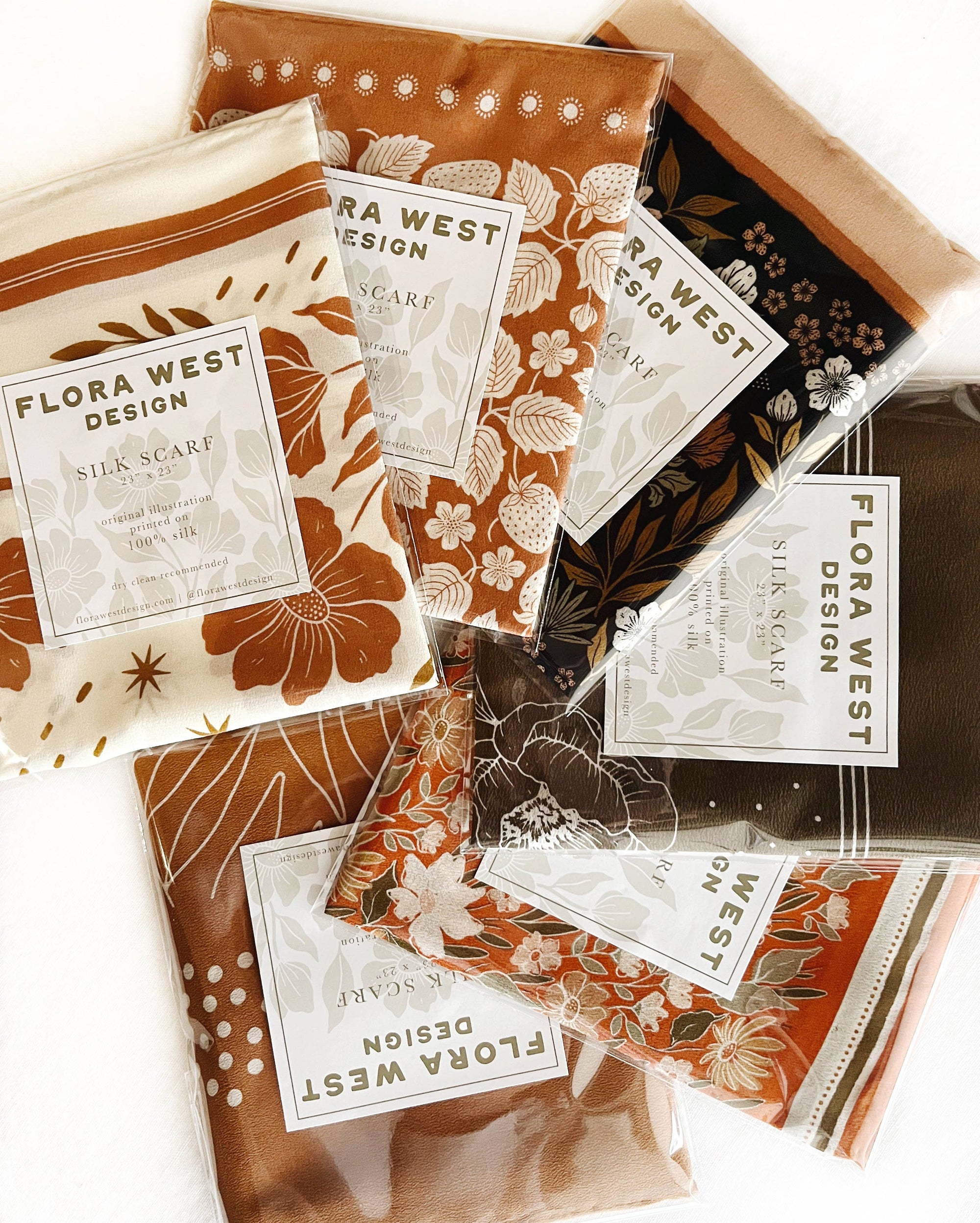 100% Silk Bandana Scarf - Desert Floral
