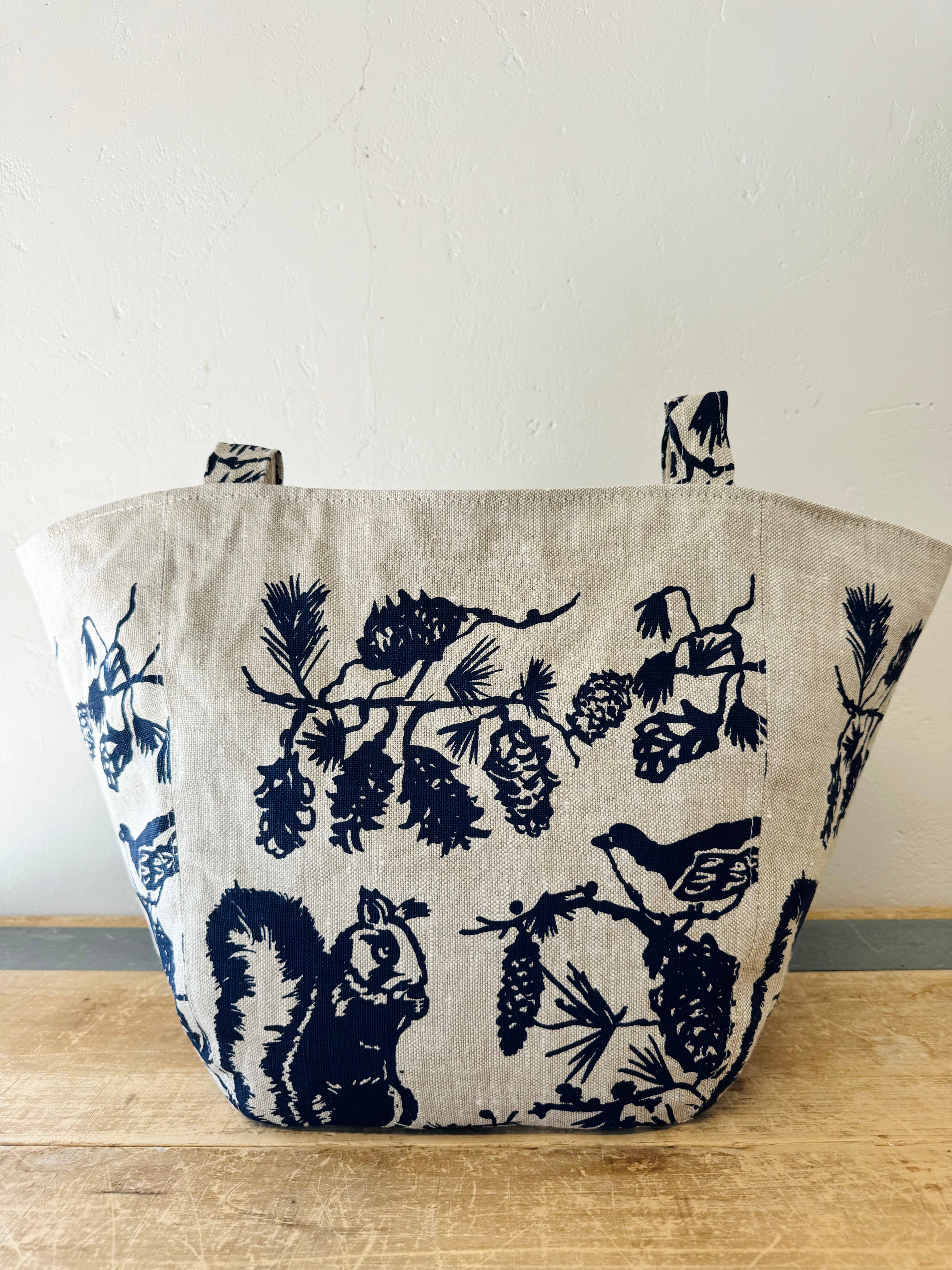 Pine Cone Heavy Linen Boho Tote Bag