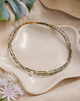 Handwoven Miyuki and Pearl Layering Necklace (Green/Brown)